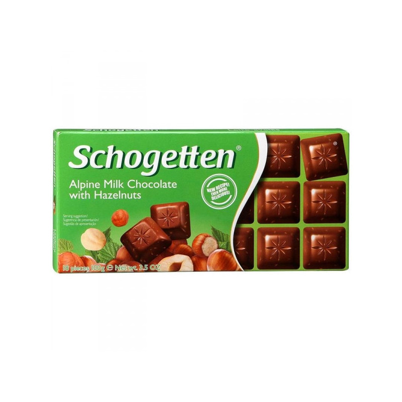 Шоколад Schogetten Alpine Milk Chocolate with Hazelnuts Альпийский молочный с фундуком порционный