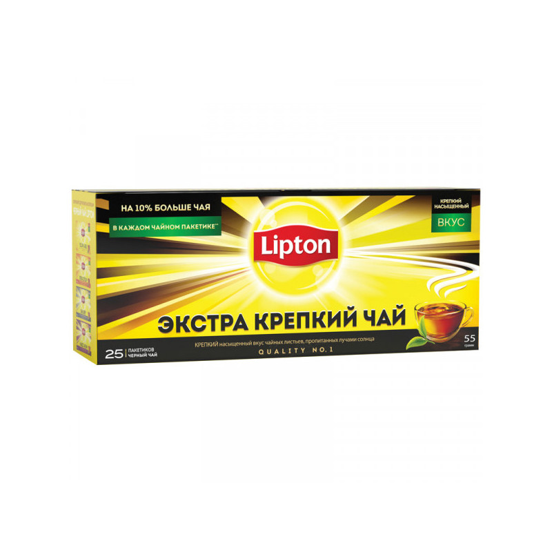 Чай Lipton "Экстра крепкий", черный, 25 пакетиков по 2,2г