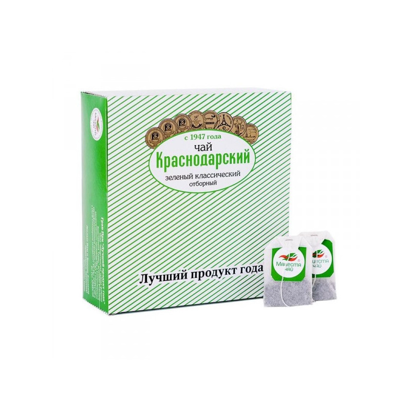 Чай Краснодарский с 1947 г зелёный классический отборный 100 пакетиков по 1.5 грамма