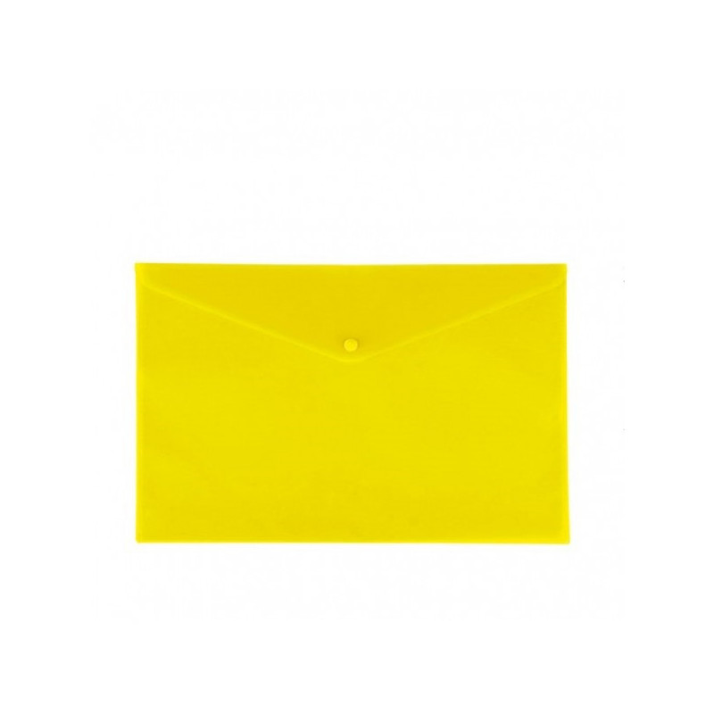 Папка-конверт на кнопке, А4, 180мкм, пластик, желтая, Lamark