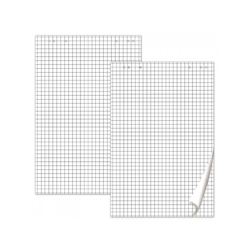 Блок бумаги для флипчартов BRAUBERG, комплект 5 шт., 20 л., клетка, 67,5х98 см, 80 г/м2, 124097