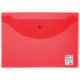 Папка-конверт с кнопкой STAFF, А4, 340х240 мм, 120 мкм, до 100 листов, прозрачная, красная, 225172
