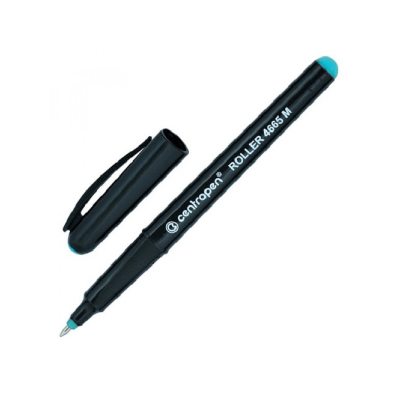 Ручка-роллер CENTROPEN, трехгранная, корпус черный, узел 0,7 мм, линия 0,6 мм, зеленая, 4665/1З