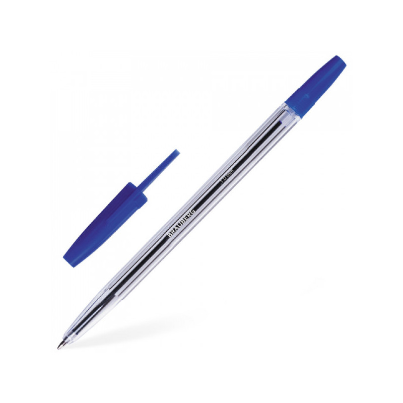 Ручка шариковая BRAUBERG "Line" корпус прозрачный узел 1 мм линия письма 0,5 мм синяя 141097