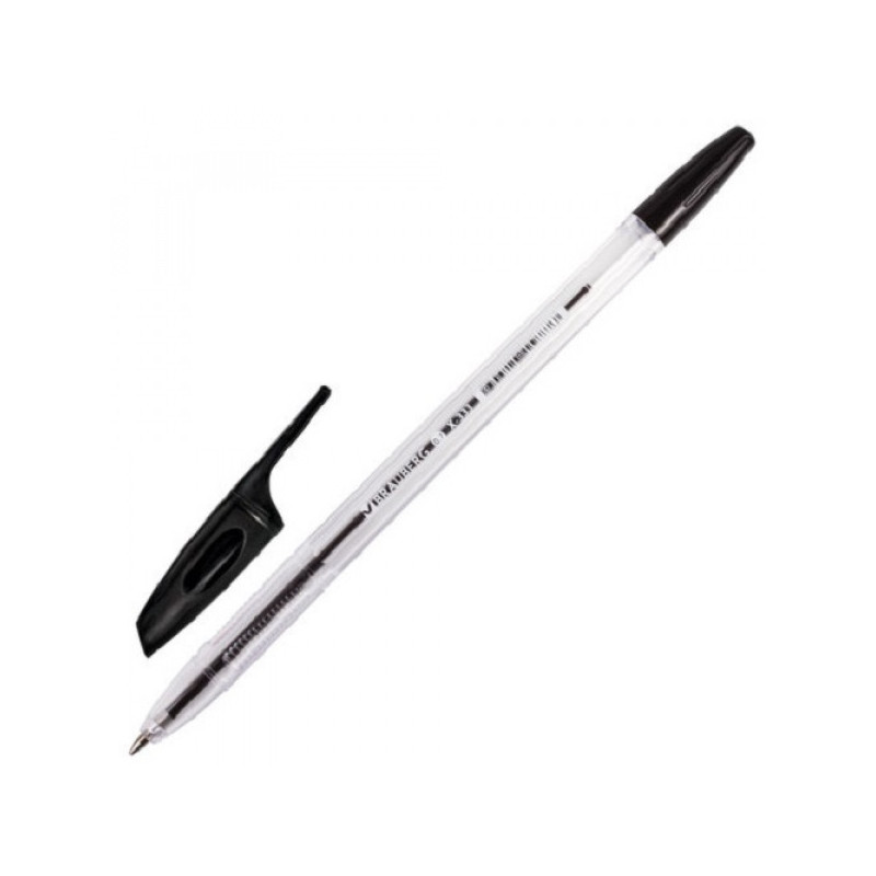 Ручка шариковая черная, 0,35 мм, 0,7 мм, корпус прозрачный, BRAUBERG X-333