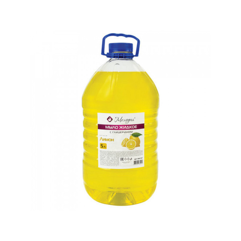 Мыло жидкое 5 л, МЕЛОДИЯ "Лимон", с глицерином, ПЭТ