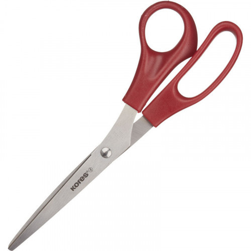Ножницы 210 мм Kores c пластиковыми анатомическими ручками красного цвета