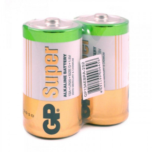 Батарейки GP Super большие D LR20 экономичная упаковка 2 штуки