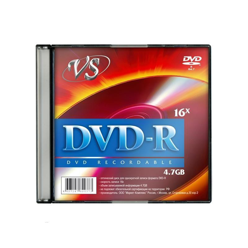 Носители информации DVD-R VS 4,7GB 16x Slim 5 штук