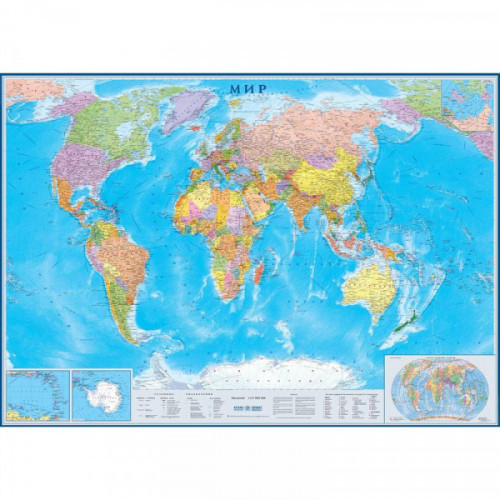 Настенная карта Мир политическая 1:1700000, 2,02х1,43 метров