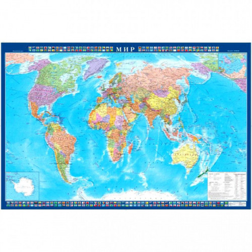 Настенная карта Мир политическая 1:22000000 1,57х1,05 метров