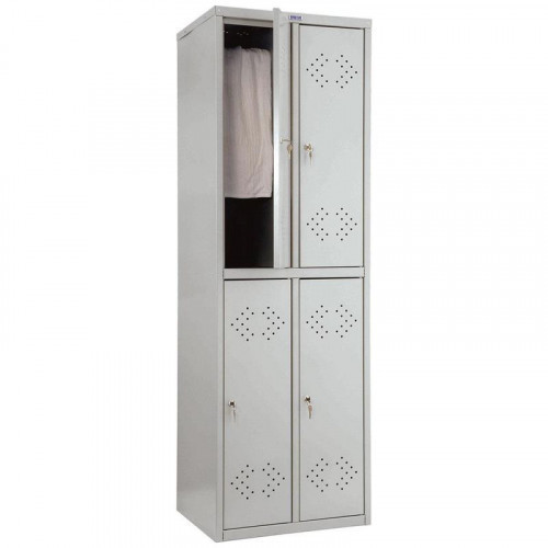 Металлический шкаф для одежды ПРАКТИК LE-22 577х500х1830 мм 4 отделения