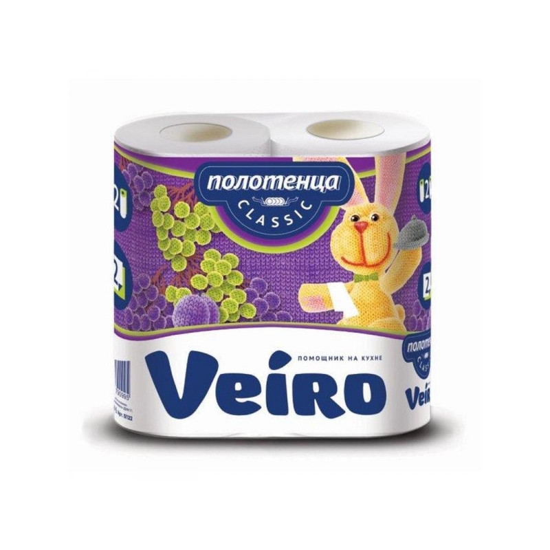 Полотенца бумажные Veiro Classic с тиснением двухслойные 2 рулона по 12,5 метров
