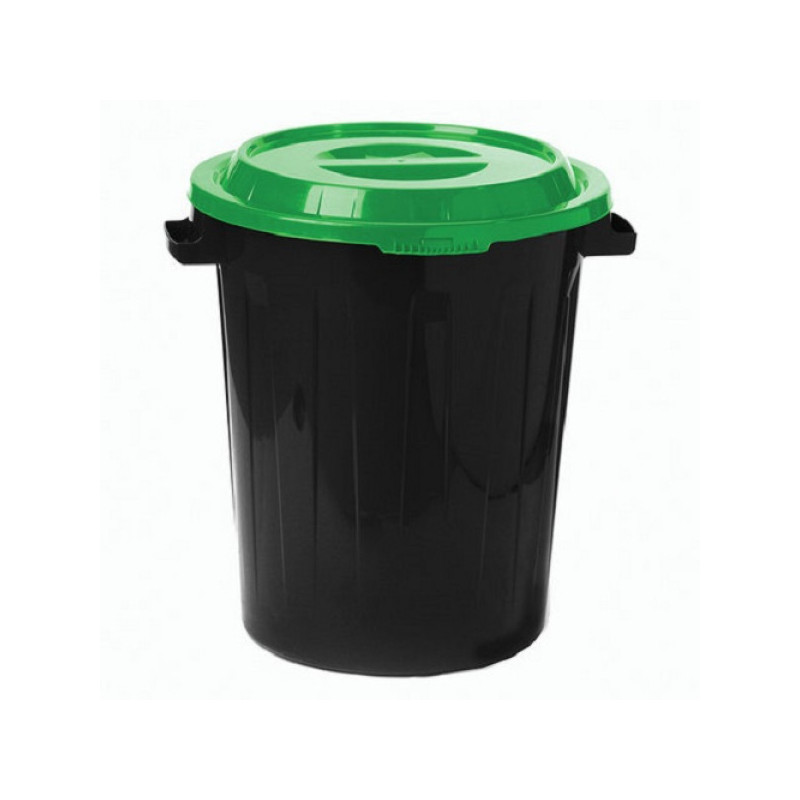 Бак для отходов 60л пластик, серый с крышкой