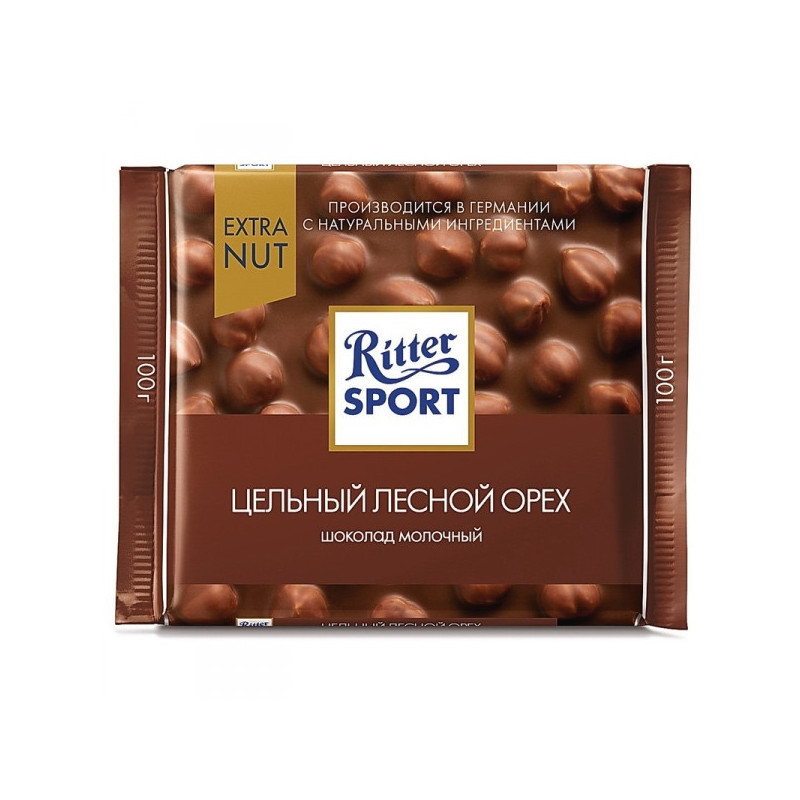 Шоколад Ritter Sport молочный с цельным лесным орехом 100 грамм