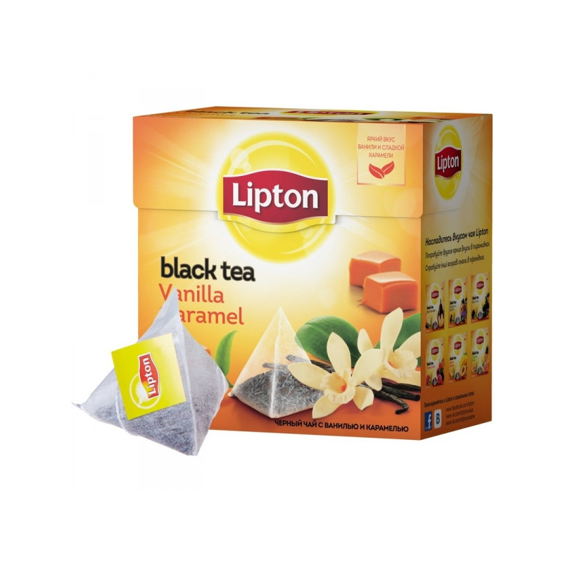 Чай Lipton Vanilla Caramel черный с карамелью 20 пакетиков
