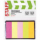 Закладки клейкие бумажные STAFF, НЕОНОВЫЕ, 45х15 мм, 5 цветов х 20 листов, в картонной книжке, 129357