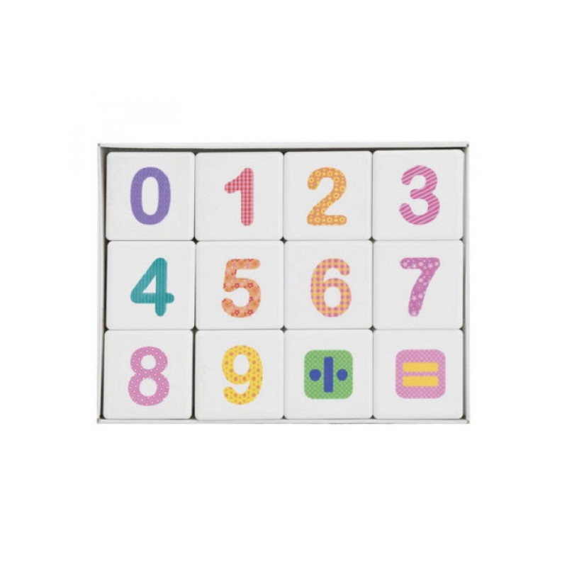Кубики пластиковые "Весёлая арифметика" 12 шт., 4х4х4 см, цветные цифры на белых кубиках, 10 КОРОЛЕВСТВО, 708