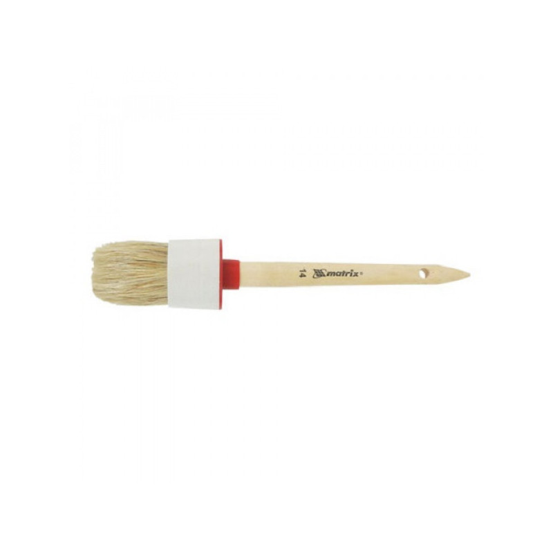 Кисть круглая 50 мм, натуральная щетина, деревянная ручка, для масляных красок, лаков, MATRIX