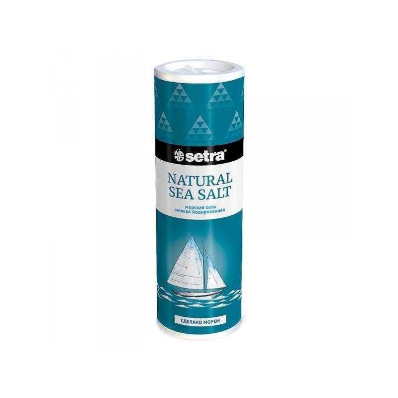 Соль Setra морская натуральная мелкая йодированная в солонке 250 грамм