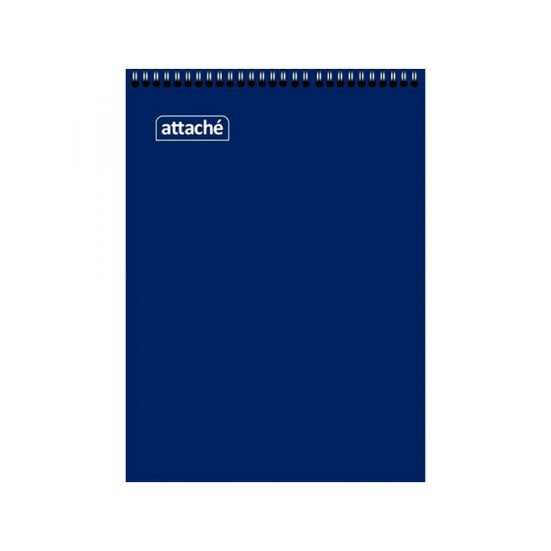 Блокнот А7 60 листов клетка на спирали картонная обложка синий Attache