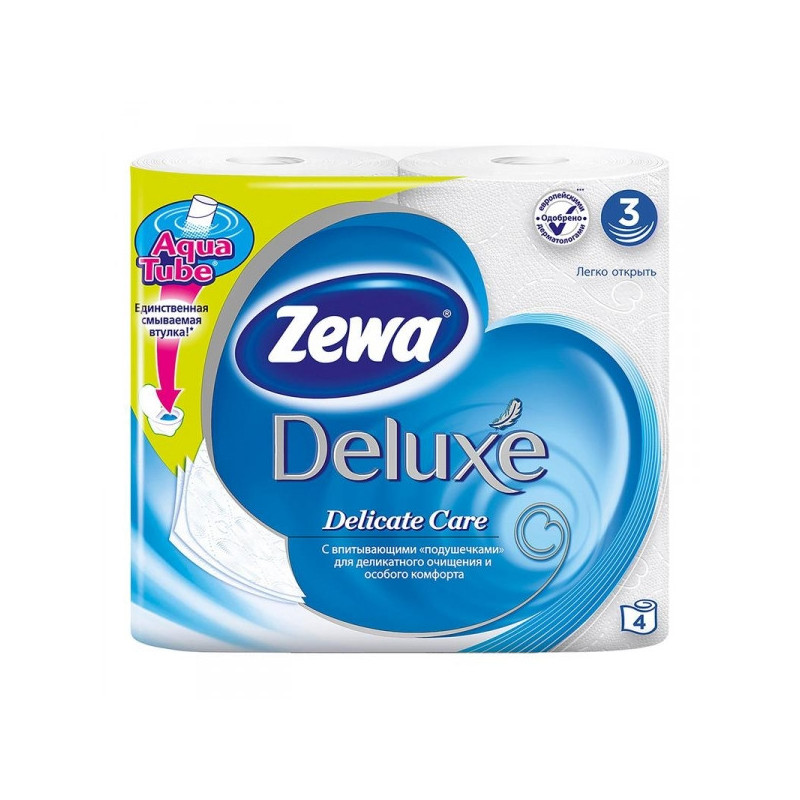 Бумага туалетная Zewa Deluxe 3-слойная белая 4 рул/уп