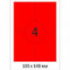 Самоклеящиеся этикетки Promega label 105х148мм красные/4шт.на листе А4(100л/уп.)