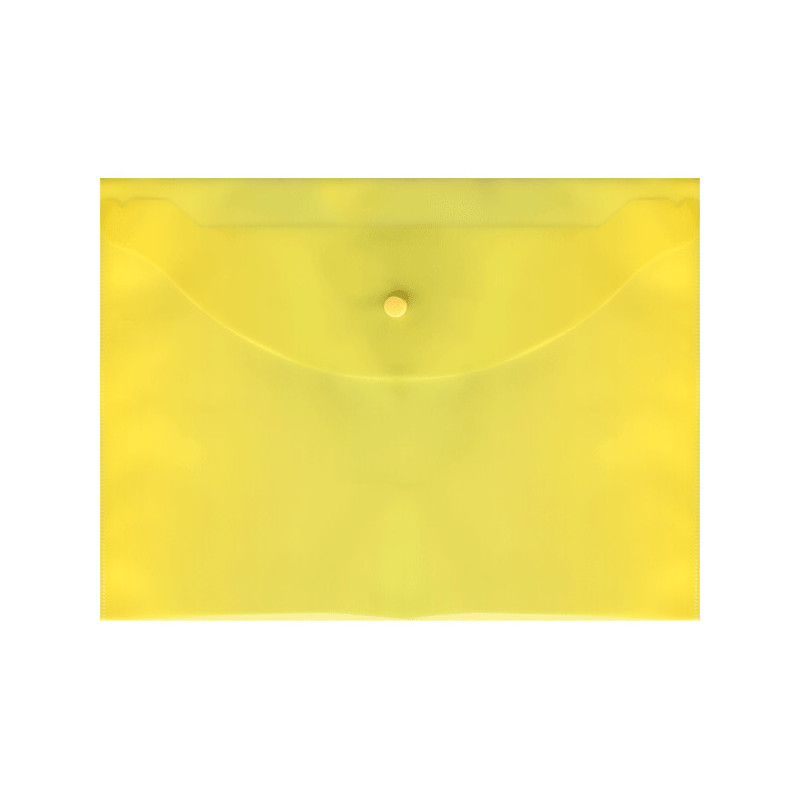 Папка-конверт на кнопке, А4, 120мкм, пластик, желтая, Attomex