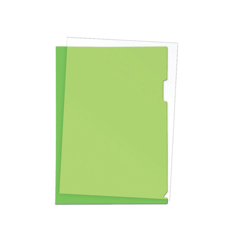 Папка-уголок пластик A4, 180 мкм, 1 отделение, гладкая фактура, прозрачная зеленая, Attomex