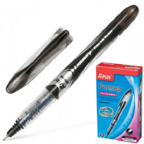 Ручка-роллер BEIFA (Бэйфа) "A Plus", корпус с печатью, узел 0,5 мм, линия 0,33 мм, черная, RX302602-BK