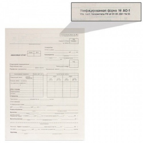 Бланк бухгалтерский, типографский "Авансовый отчет нового образца", 195х270 мм, 100 штук, 130012