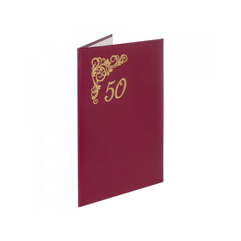 Папка адресная бумвинил бордовый, "50 лет", формат А4, STAFF, 129572