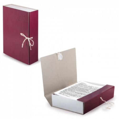 Короб архивный STAFF, 8 см, 100% покрытие бумвинил, 2 х/б завязки, до 700 л., бордовый, 126900