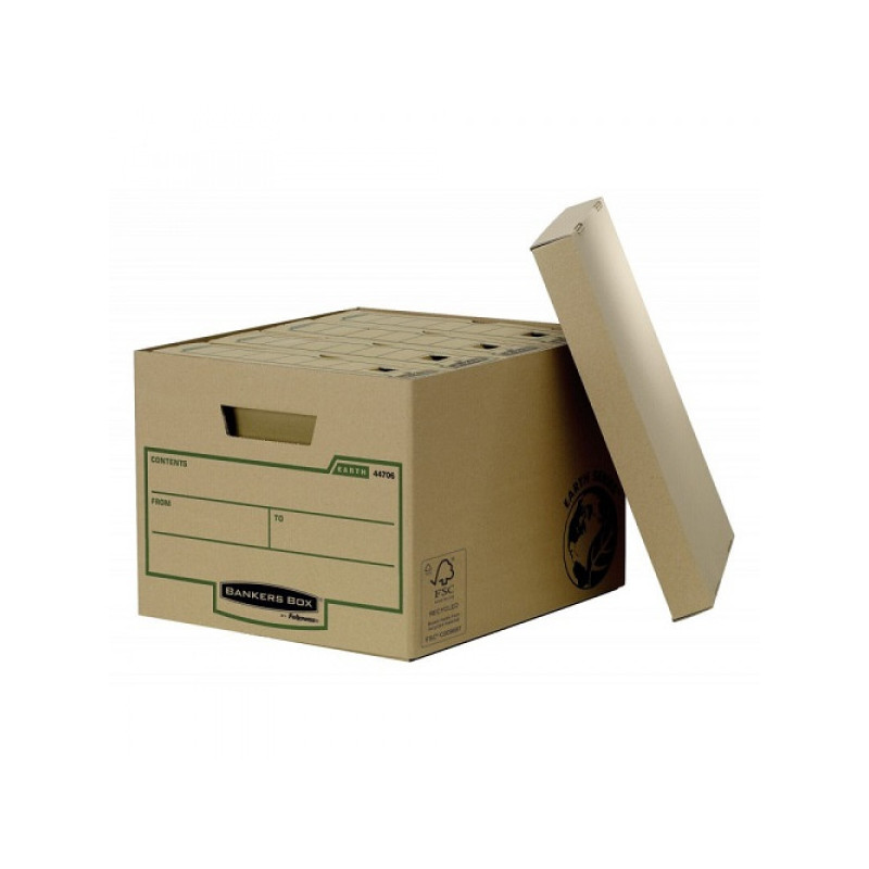 Короб архивный FELLOWES (BANKERS BOX) "Basic", 33,5x44,5x27 см, с крышкой, гофрокарт, коричневый, FS-00101