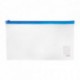 Папка-конверт на молнии BRAUBERG, 250х135 мм, прозрачная, молния синяя