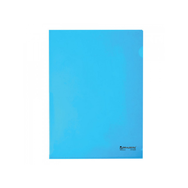Папка-уголок жесткая BRAUBERG, синяя, 0,15 мм