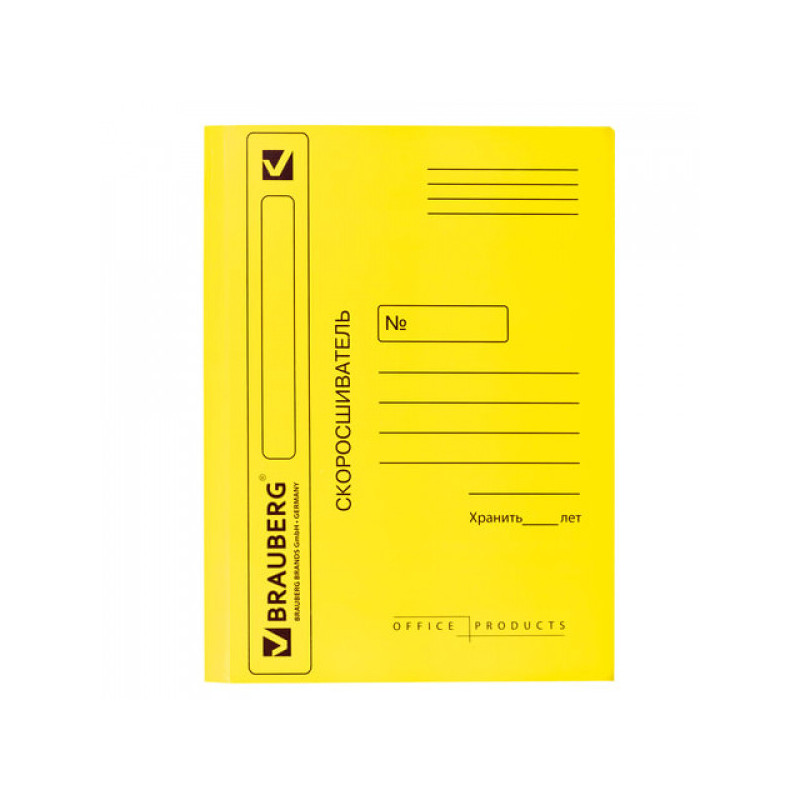 Скоросшиватель картонный BRAUBERG 360 г/м2 желтый до 200 листов