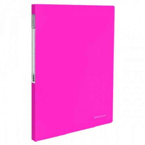 Папка с пружинным скоросшивателем и внутренним карманом BRAUBERG "Neon", 16 мм, розовая, до 100 листов, 0,7 мм, 227466