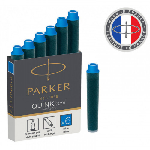 Картриджи Parker Quink Ink Z17 MINI (1950409) синие чернила для ручек перьевых, 6 штук