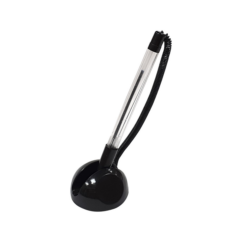 Ручка шариковая на липучке на пружинке синяя, линия 0,3 мм, черный с прозрачным, "Attomex"