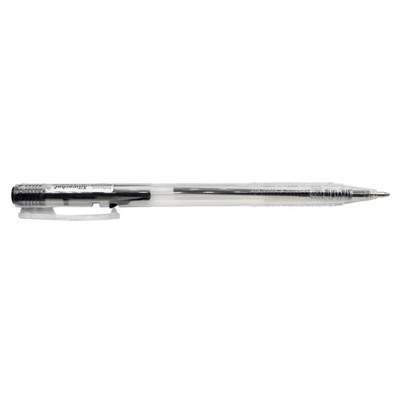 Ручка шариковая автоматическая, черная, 0,5 мм, 0,7 мм, рифление, корпус прозрачный, круглый, Silwerhof CLICK (026201-01)