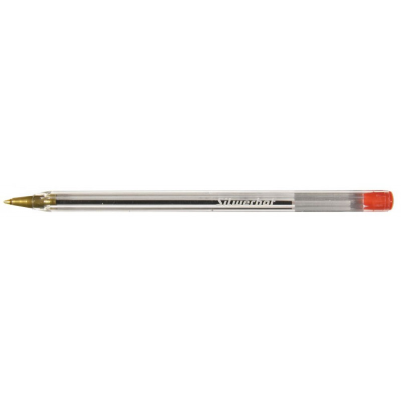 Ручка шариковая одноразовая красная, 0,5 мм, 0,7 мм, корпус прозрачный, Silwerhof SIMPLEX (016045-04)