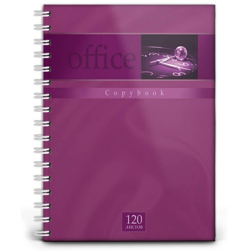 Бизнес-тетрадь А5,120л,кл,гребень,7БЦ,глянц.ламинир. ЛИЛОВЫЙ ОФИС 120-8115
