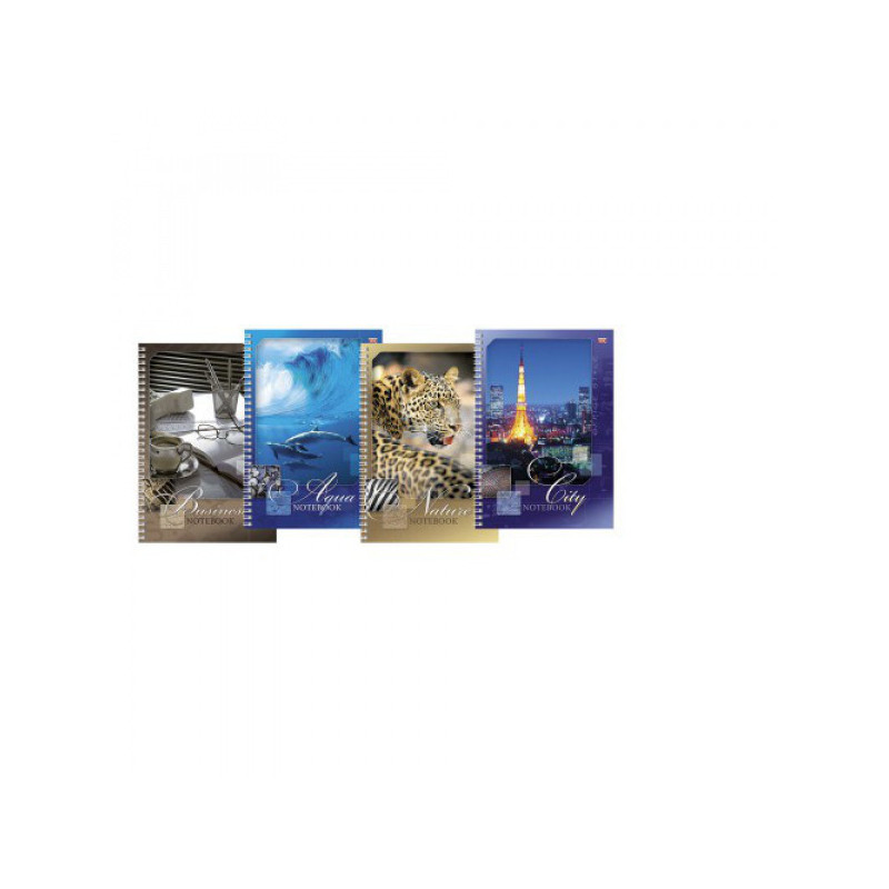 Тетрадь А4, 80 л., HATBER VK, гребень, клетка, обложка мелованный картон, "Ассорти", 80Т4C1сп, T011003
