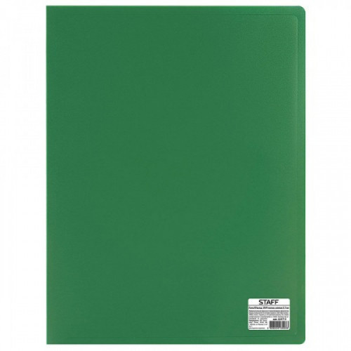 Папка 100 вкладышей STAFF, зеленая, 0,7 мм, 225715