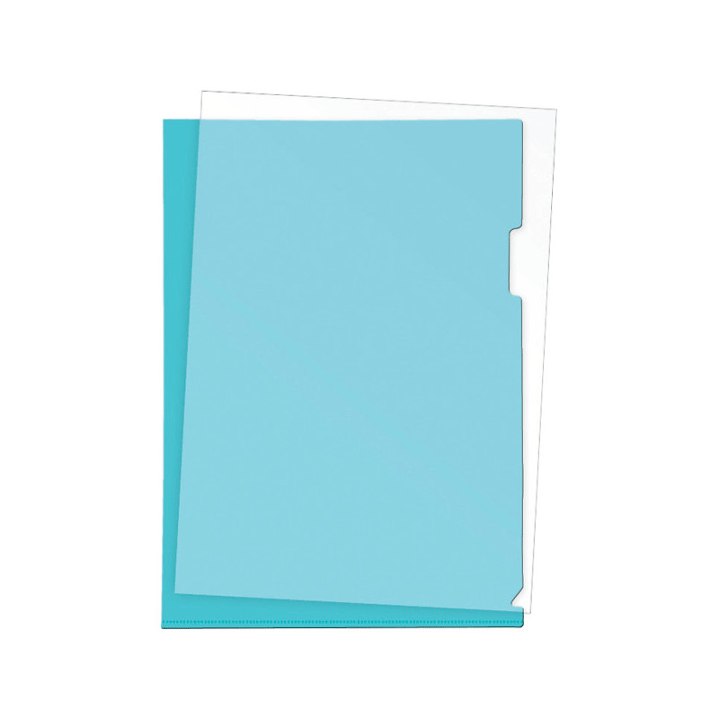 Папка-уголок пластик A4, 180 мкм, 1 отделение, гладкая фактура, прозрачная синяя, Attomex
