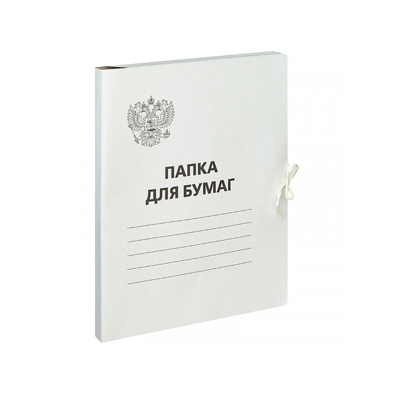 Папка с завязками OfficeSpace, Герб России, картон немелованный,300г/м2, белый, до 200л.