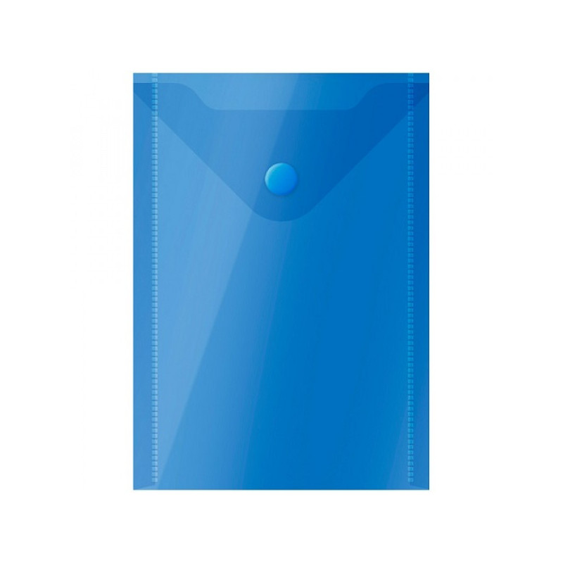 Папка-конверт на кнопке OfficeSpace, А6 (105*148мм), 150мкм, полупрозрачная, синяя