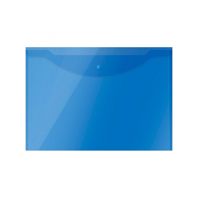 Папка-конверт на кнопке OfficeSpace А3, 150мкм, полупрозрачная, синяя