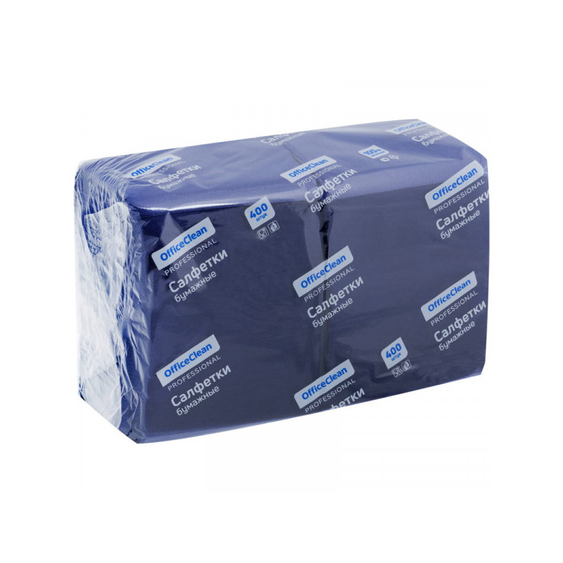 Салфетки бумажные OfficeClean Professional, 1 слойные, 24*24см, синие, 400 штук